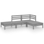Gartenmöbelset 4-teilig aus massivem Kiefernholz grau von vidaXL, Gartensets - Ref: Foro24-3082619, Preis: 201,99 €, Rabatt: %
