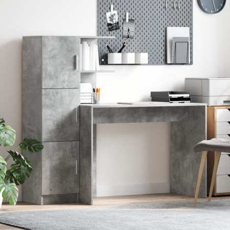 Escritorio con Almacenamiento Gris Concreto Madera Elaborada by , Sideboards - Ref: Foro24-3337292, Price: 135,70 €, Discount: %