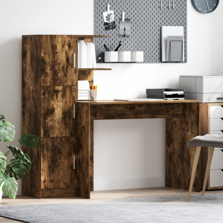 Escritorio con Almacenamiento de Roble Ahumado y Madera Compensada | Foro24.es | Tu tienda online para hogar, jardín y más Foro24.es