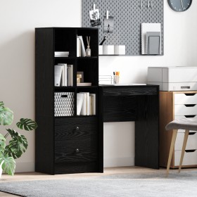 Escritorio con Almacenamiento Roble Negro Madera