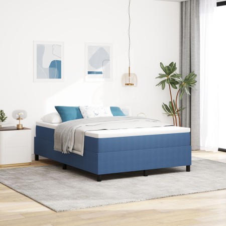 Cama con Box Spring y Colchón Azul 140x200 cm de Tela de Terciopelo by , Beds and slatted bases - Ref: Foro24-3337470, Price:...
