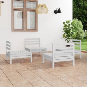 Gartenmöbel-Set 4-teilig aus massivem weißem Kiefernholz von vidaXL, Gartensets - Ref: Foro24-3082403, Preis: 190,82 €, Rabat...