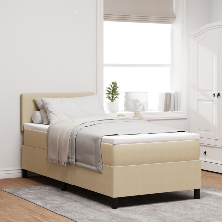 Cama con box spring con colchón verde claro gris 100x200 cm tela de corduroy | Foro24.es | Tu tienda online para hogar, jardín y más Foro24.es