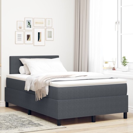 Cama con Box Spring con Colchón Gris Oscuro Pequeña Doble Tela de Terciopelo by , Beds and slatted bases - Ref: Foro24-333750...