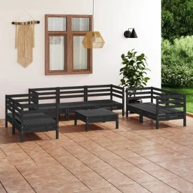 Garden furniture set 8 pieces solid black pine wood by vidaXL, Garden sets - Ref: Foro24-3082601, Price: 434,55 €, Discount: %
