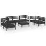 Juego de muebles de jardín 8 pzas madera de pino maciza negro de vidaXL, Conjuntos de jardín - Ref: Foro24-3082601, Precio: 4...
