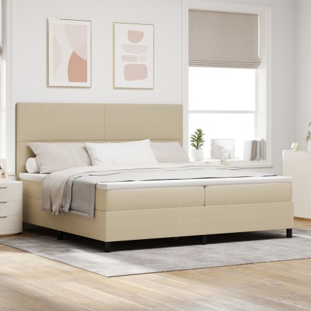 Cama con Somier con Colchón Beige Claro 200x200 cm Tela de Sarga von , Betten und Lattenroste - Ref: Foro24-3337574, Preis: 6...