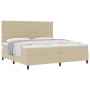 Cama con Somier con Colchón Beige Claro 200x200 cm Tela de Sarga von , Betten und Lattenroste - Ref: Foro24-3337574, Preis: 6...