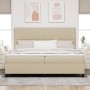 Cama con Somier con Colchón Beige Claro 200x200 cm Tela de Sarga von , Betten und Lattenroste - Ref: Foro24-3337574, Preis: 6...