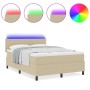 Cama con Somier con Colchón & Luz LED Verde Gris 140x200 cm Tela de Pana by , Beds and slatted bases - Ref: Foro24-3337606, P...