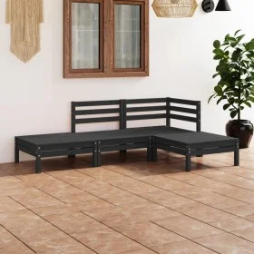 Garden furniture set 4 pieces solid black pine wood by vidaXL, Garden sets - Ref: Foro24-3082621, Price: 198,69 €, Discount: %