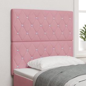 Cabecero con botón de cristal tapizado rosa 100