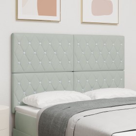 Cabecero con Botones de Cristal y Diseño Tufted Gris Claro 160 cm Terciopelo by , Headboards and footboards - Ref: Foro24-333...