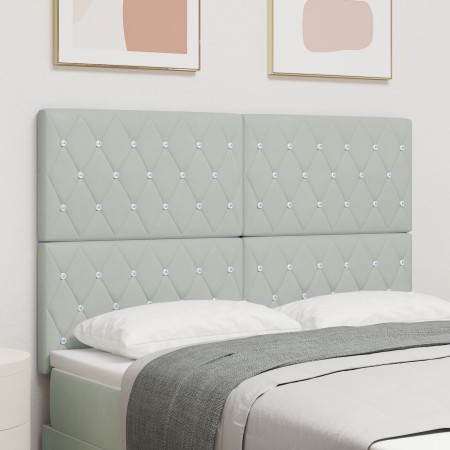 Cabecero con Botones de Cristal y Diseño Tufted Gris Claro 160 cm Terciopelo by , Headboards and footboards - Ref: Foro24-333...