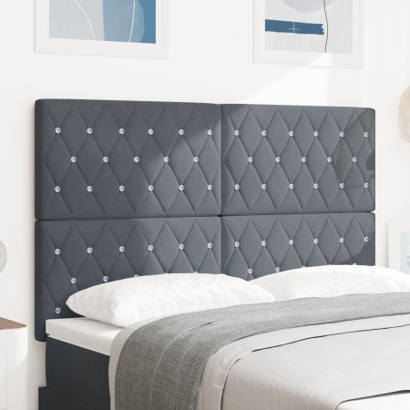 Cabecero con Botones de Cristal Acolchado Gris Oscuro 160 cm Terciopelo by , Headboards and footboards - Ref: Foro24-3337765,...