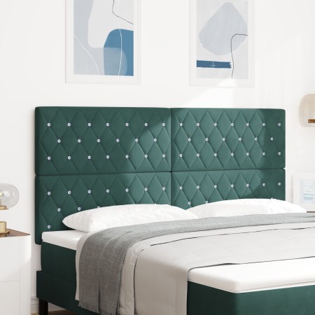 Cabecero con Botón de Cristal Acolchado Verde Oscuro 180 cm Terciopelo by , Headboards and footboards - Ref: Foro24-3337773, ...