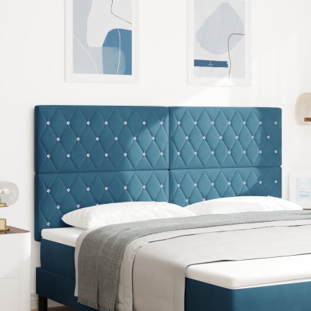 Cabecero con Botón de Cristal Acolchado Azul Oscuro 180 cm Terciopelo by , Headboards and footboards - Ref: Foro24-3337774, P...