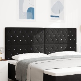 Cabecero con Botones de Cristal y Tufting Negro