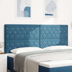 Cabecero con botones de cristal tapizado azul