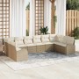 Conjunto de sofá de jardín 10 pcs Beige Poliratán