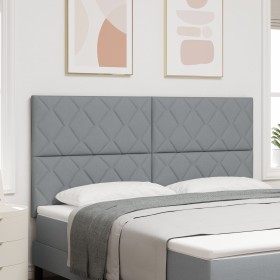 Cabecero Diseño de Bloques de Diamante Gris Claro 180 cm Tela