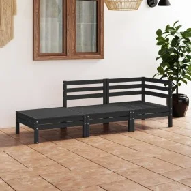 Gartengarnitur 3-teilig mit schwarzen Kissen aus Kiefernholz. von vidaXL, Gartensets - Ref: Foro24-3082616, Preis: 151,98 €, ...