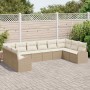 Conjunto de sofá de jardín 10 pcs Beige Poliratán