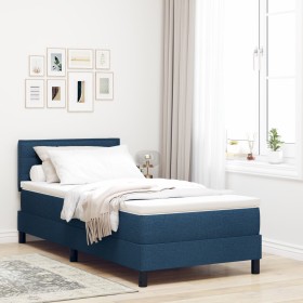 Cama con Base de Resortes y Colchón Azul 90x200