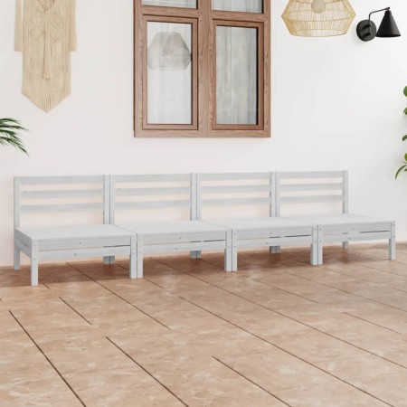 Gartenmöbel-Set 4-teilig aus massivem weißem Kiefernholz von vidaXL, Gartensets - Ref: Foro24-3082483, Preis: 207,55 €, Rabat...
