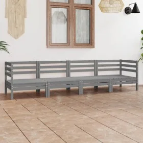 Gartenmöbel-Set 4-teilig aus massivem grauem Kiefernholz von vidaXL, Gartensets - Ref: Foro24-3082504, Preis: 222,36 €, Rabat...
