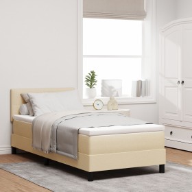Cama con Base de Resortes con Colchón Crema 90x190 cm Tela by , Beds and slatted bases - Ref: Foro24-3338655, Price: 315,93 €...