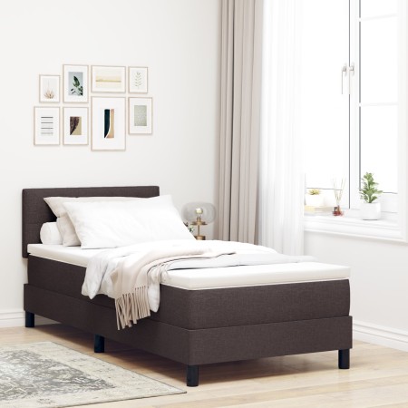 Cama Box Spring con Colchón Marrón Oscuro 90x200 cm Tela | Foro24.es | Tu tienda online para hogar, jardín y más Foro24.es