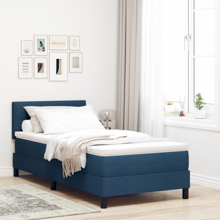 Cama con base de resorte con colchón azul 90x200 cm de tela | Foro24.es | Tu tienda online para hogar, jardín y más Foro24.es