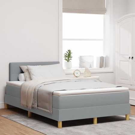 Cama con Resorte con Colchón Gris Claro 120x190 cm Tela by , Beds and slatted bases - Ref: Foro24-3338671, Price: 374,97 €, D...