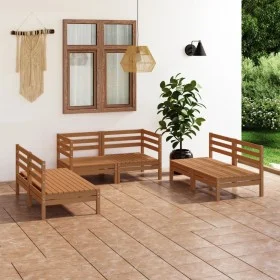 Gartenmöbel-Set 6-teilig aus massivem honigbraunem Kiefernholz von vidaXL, Gartensets - Ref: Foro24-3082555, Preis: 317,84 €,...