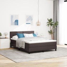 Cama Box Spring con colchón marrón oscuro 140x200