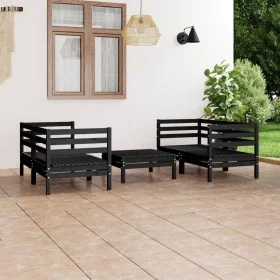 Gartenmöbel-Set 5-teilig aus massivem schwarzem Kiefernholz von vidaXL, Gartensets - Ref: Foro24-3082401, Preis: 279,21 €, Ra...