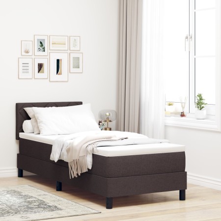 Cama Con Somier Marrón Oscuro 80x200 cm Tela by , Beds and slatted bases - Ref: Foro24-3338723, Price: 307,57 €, Discount: %
