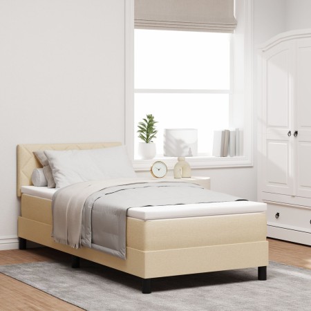 Cama con Base de Resortes con Colchón Crema 90x200 cm Tela | Foro24.es | Tu tienda online para hogar, jardín y más Foro24.es