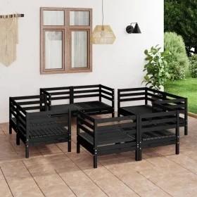 Garden furniture set 8 pieces solid black pine wood by vidaXL, Garden sets - Ref: Foro24-3082431, Price: 462,64 €, Discount: %