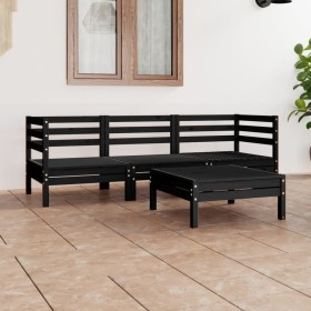 Garden furniture set 4 pieces solid black pine wood by vidaXL, Garden sets - Ref: Foro24-3082471, Price: 207,73 €, Discount: %