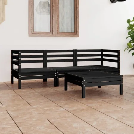 Garden furniture set 4 pieces solid black pine wood by vidaXL, Garden sets - Ref: Foro24-3082471, Price: 205,07 €, Discount: %