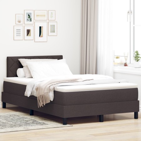 Cama Box Spring con Colchón Marrón Oscuro 120x190 cm Tela by , Beds and slatted bases - Ref: Foro24-3338751, Price: 382,71 €,...