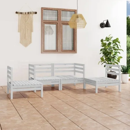 Juego de muebles de jardín 4 piezas madera maciza pino blanco de vidaXL, Conjuntos de jardín - Ref: Foro24-3082523, Precio: 1...