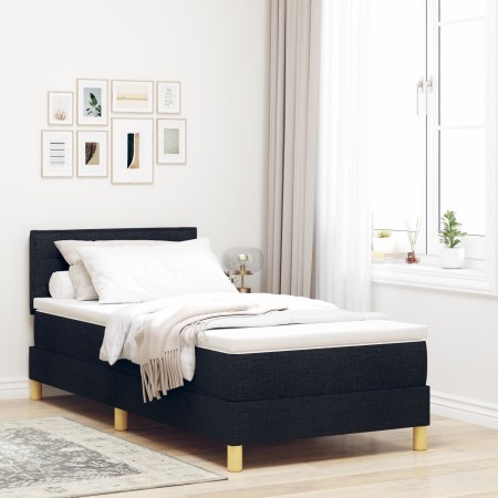 Cama con Base con Colchón Negra 90x190 cm Tela by , Beds and slatted bases - Ref: Foro24-3338806, Price: 306,67 €, Discount: %
