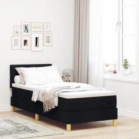 Cama con Somier y Colchón Negro 80x200 cm Tela