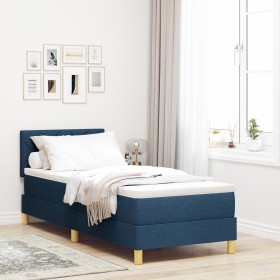 Cama con Base de Resortes Azul 80x200 cm Tela