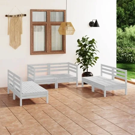 Gartenmöbel-Set 6-teilig aus massivem weißem Kiefernholz von vidaXL, Gartensets - Ref: Foro24-3082553, Preis: 302,83 €, Rabat...