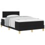 Cama con somier con colchón negra 120x190 cm tela