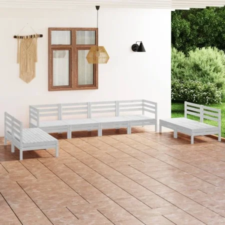 Gartenmöbel-Set 8-teilig aus massivem weißem Kiefernholz von vidaXL, Gartensets - Ref: Foro24-3082573, Preis: 392,80 €, Rabat...